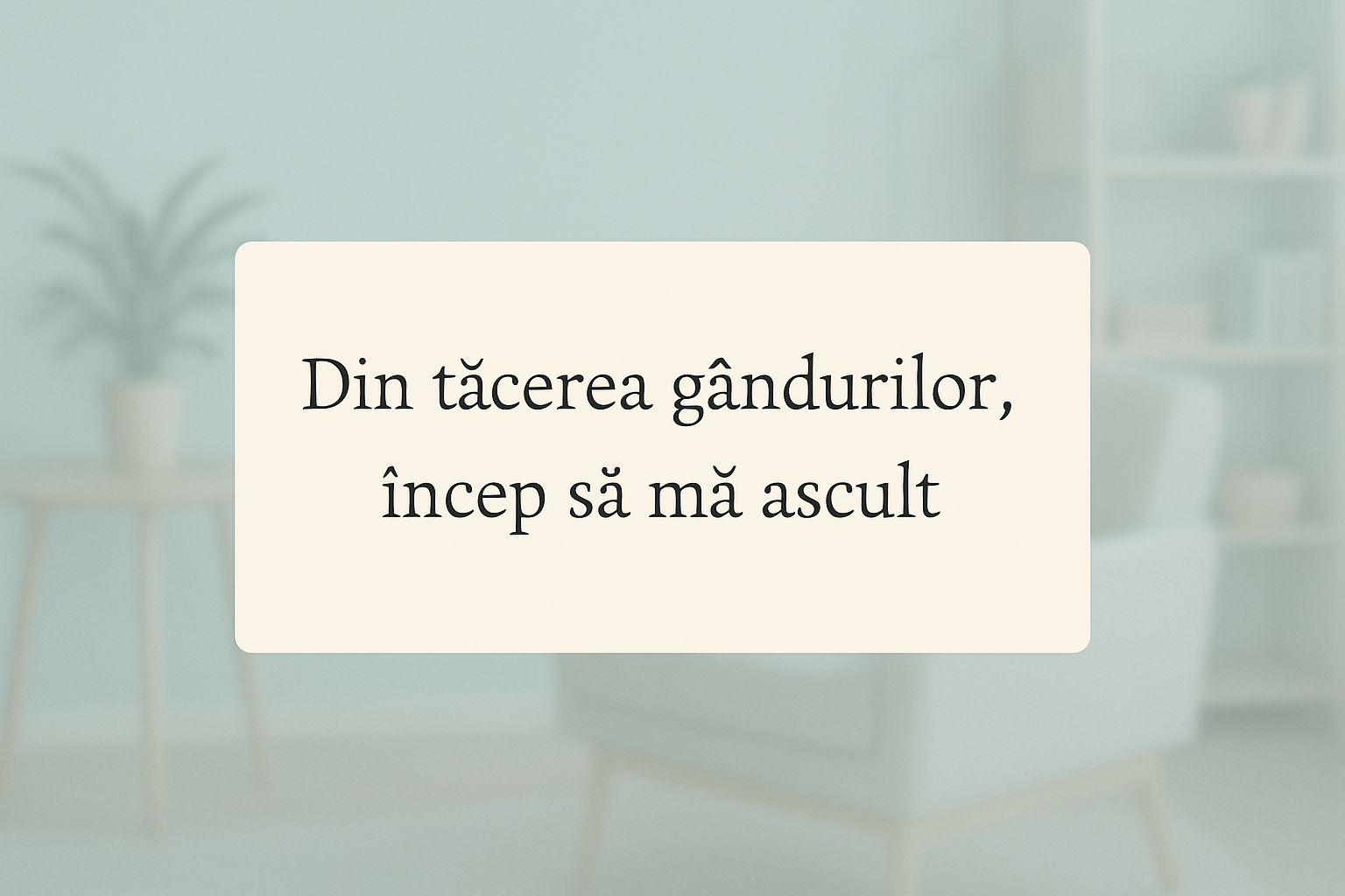 „Din tăcerea gândurilor, încep să mă ascult”